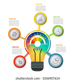 Abstract infographics five options template. concepts for big idea, marketing, brainstorming, business, analysis,company strategy, project management. Concept for web banner.
