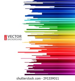 Abstract Infographics Horizontal Rainbow Gradient Stripes Cuts On White Background. RGB EPS 10 Vector Illustration