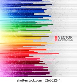 Abstract infographics horizontal rainbow gradient stripes cuts with white paint splashes on white background. RGB EPS 10 vector illustration
