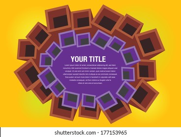 Abstract infographics layout border template. Vector illustration with area for text.