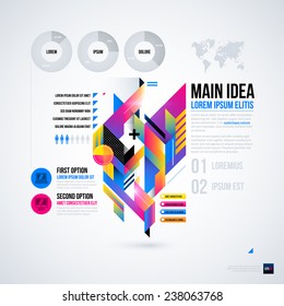 Abstract infographics layout with glossy geometric elements. Useful for presentations, web design or other media. EPS10 vector template.