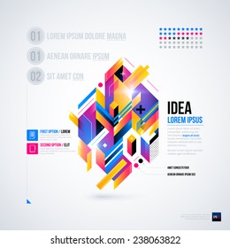 Abstract infographics layout with glossy geometric elements. Useful for presentations, web design or other media. EPS10 vector template.