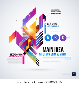 Abstract infographics layout with glossy geometric elements. Useful for presentations, web design or other media. EPS10 vector template.