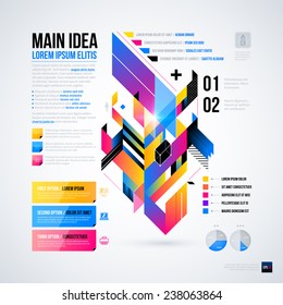 Abstract infographics layout with glossy geometric elements. Useful for presentations, web design or other media. EPS10 vector template.