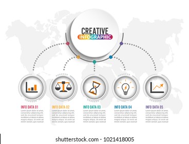 Abstract infographics number options template. Vector illustration. Can be used for workflow layout, diagram, business step options, banner, web design. Stroke icons.