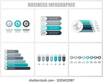 Abstract infographics number options template 1, 2, 3, 4, 5, 5. Vector illustration. Can be used for workflow layout, diagram, strategy business step options, banner and web design set