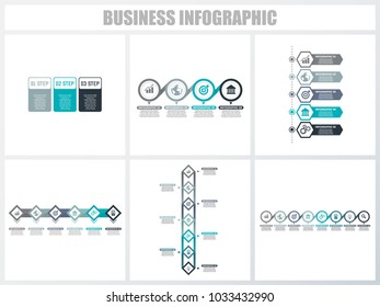 Abstract infographics number options template 1, 2, 3, 4, 5, 5. Vector illustration. Can be used for workflow layout, diagram, strategy business step options, banner and web design set