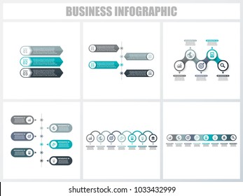 Abstract infographics number options template 1, 2, 3, 4, 5, 5. Vector illustration. Can be used for workflow layout, diagram, strategy business step options, banner and web design set