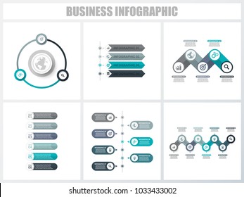 Abstract infographics number options template 1, 2, 3, 4, 5, 5. Vector illustration. Can be used for workflow layout, diagram, strategy business step options, banner and web design set