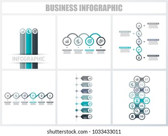 Abstract infographics number options template 1, 2, 3, 4, 5, 5. Vector illustration. Can be used for workflow layout, diagram, strategy business step options, banner and web design set