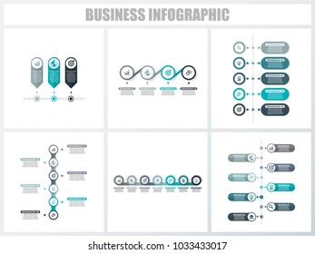 Abstract infographics number options template 1, 2, 3, 4, 5, 5. Vector illustration. Can be used for workflow layout, diagram, strategy business step options, banner and web design set