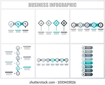 Abstract infographics number options template 1, 2, 3, 4, 5, 5. Vector illustration. Can be used for workflow layout, diagram, strategy business step options, banner and web design set