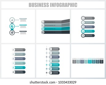 Abstract infographics number options template 1, 2, 3, 4, 5, 5. Vector illustration. Can be used for workflow layout, diagram, strategy business step options, banner and web design set