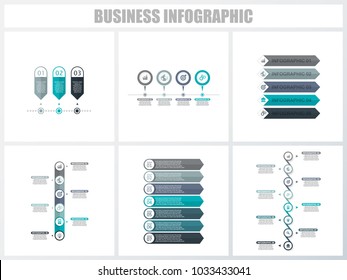 Abstract infographics number options template 1, 2, 3, 4, 5, 5. Vector illustration. Can be used for workflow layout, diagram, strategy business step options, banner and web design set