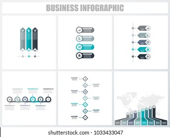 Abstract infographics number options template 1, 2, 3, 4, 5, 5. Vector illustration. Can be used for workflow layout, diagram, strategy business step options, banner and web design set