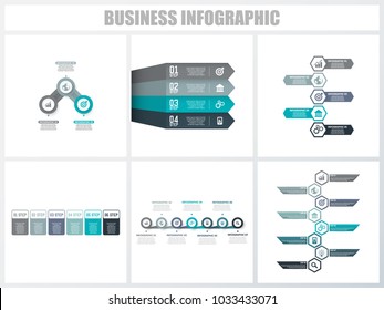 Abstract infographics number options template 1, 2, 3, 4, 5, 5. Vector illustration. Can be used for workflow layout, diagram, strategy business step options, banner and web design set