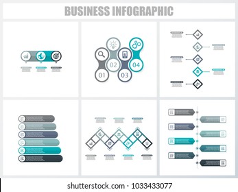 Abstract infographics number options template 1, 2, 3, 4, 5, 5. Vector illustration. Can be used for workflow layout, diagram, strategy business step options, banner and web design set