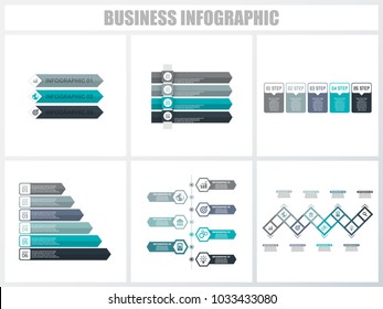 Abstract infographics number options template 1, 2, 3, 4, 5, 5. Vector illustration. Can be used for workflow layout, diagram, strategy business step options, banner and web design set