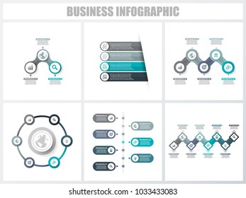 Abstract infographics number options template 1, 2, 3, 4, 5, 5. Vector illustration. Can be used for workflow layout, diagram, strategy business step options, banner and web design set