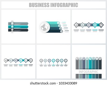 Abstract infographics number options template 1, 2, 3, 4, 5, 5. Vector illustration. Can be used for workflow layout, diagram, strategy business step options, banner and web design set