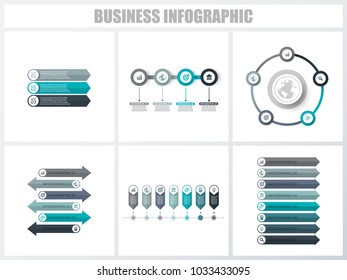 Abstract infographics number options template 1, 2, 3, 4, 5, 5. Vector illustration. Can be used for workflow layout, diagram, strategy business step options, banner and web design set