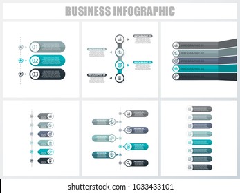 Abstract infographics number options template 1, 2, 3, 4, 5, 5. Vector illustration. Can be used for workflow layout, diagram, strategy business step options, banner and web design set