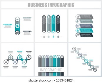 Abstract infographics number options template 3, 4, 5, 6, 7, 8. Vector illustration. Can be used for workflow layout, diagram, strategy business step options, banner and web design set.