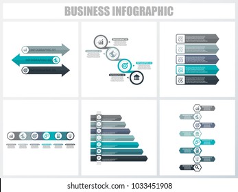 Abstract infographics number options template 3, 4, 5, 6, 7, 8. Vector illustration. Can be used for workflow layout, diagram, strategy business step options, banner and web design set.