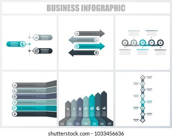 Abstract infographics number options template 3, 4, 5, 6, 7, 8. Vector illustration. Can be used for workflow layout, diagram, strategy business step options, banner and web design set.