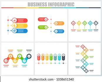 Abstract infographics number options template 3, 4, 5, 6, 7, 8. Vector illustration. Can be used for workflow layout, diagram, strategy business step options, banner and web design set.