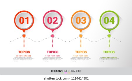 Abstract infographics number options template with steps, with 4 label. Can be used for workflow layout, diagram, business step options, banner, web design. Vector eps 10