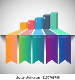 Abstract infographics number options template.Can be used for workflow layout diagram business 5 step options banner web design. Vector element illustration. 