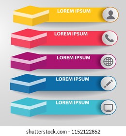 Abstract infographics number options template. Can be used for workflow layout diagram business 5 step options banner web design.Vector element illustration. 