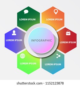 Abstract infographics number options template. Can be used for workflow layout diagram business 6 step options banner web design.Vector element illustration. 