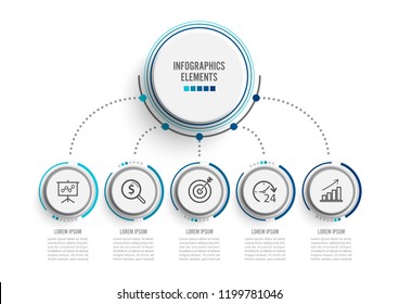 Abstract infographics number options template. Vector illustration. Can be used for workflow layout, diagram, business step options, banner, web design. Stroke icons.
