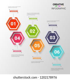 Abstract infographics number options template with steps, with 6 label. Can be used for workflow layout, diagram, business step options, banner, web design. Vector eps 10