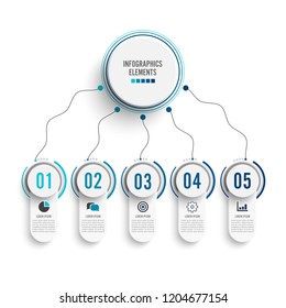 Abstract infographics number options template. Vector illustration. Can be used for workflow layout, diagram, business step options, banner, web design. Stroke icons.