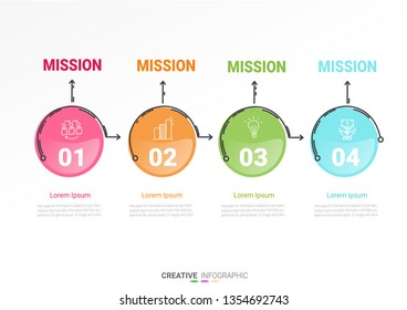 Abstract infographics number options template with steps, with 4 label. Can be used for workflow layout, diagram, business step options, banner, web design. Vector eps 10