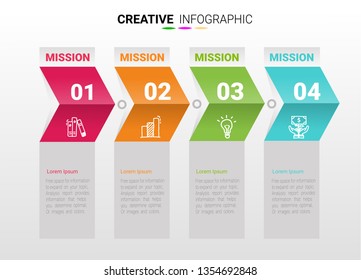 Abstract infographics number options template with steps, with 4 label. Can be used for workflow layout, diagram, business step options, banner, web design. Vector eps 10