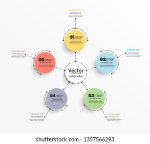 Abstract infographics number  options template with five steps.  Can be used for workflow layout, diagram, business step options, banner, web design. Vector eps  10