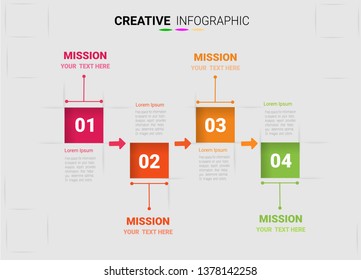 Abstract infographics number options template with steps, with 4 label. Can be used for workflow layout, diagram, business step options, banner, web design. Vector eps 10.