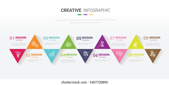 Abstract infographics number options template with 9 steps. Vector illustration.