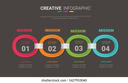 Abstract infographics number options template with steps, with 4 label. Can be used for workflow layout, diagram, business step options, banner, web design. Vector eps 10.