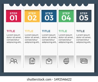 Abstract infographics number options template. With 5 steps or options Vector illustration.
