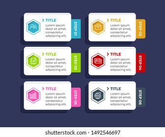 Abstract infographics number options template. With 6 steps or options Vector illustration.