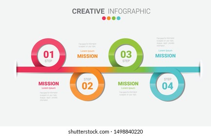 Abstract infographics number options template with steps, with 4 label. Can be used for workflow layout, diagram, business step options, banner, web design. Vector eps 10.