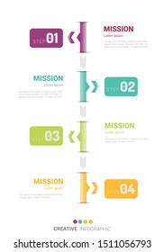 Plantilla de opciones de número de infografías abstractas con pasos, con 4 etiquetas. Se puede utilizar para diseño de flujo de trabajo, diagrama, opciones de paso empresarial, banner, diseño web. Vector: 10.