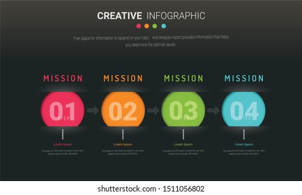 Abstract infographics number options template with steps, with 4 label. Can be used for workflow layout, diagram, business step options, banner, web design. Vector eps 10.