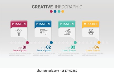 Abstract infographics number options template with steps, with 4 label. Can be used for workflow layout, diagram, business step options, banner, web design. Vector eps 10.