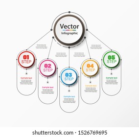 Abstract infographics number options template with 5 steps. Can be used for workflow layout, diagram, business step options, banner, web design. Vector eps 10
